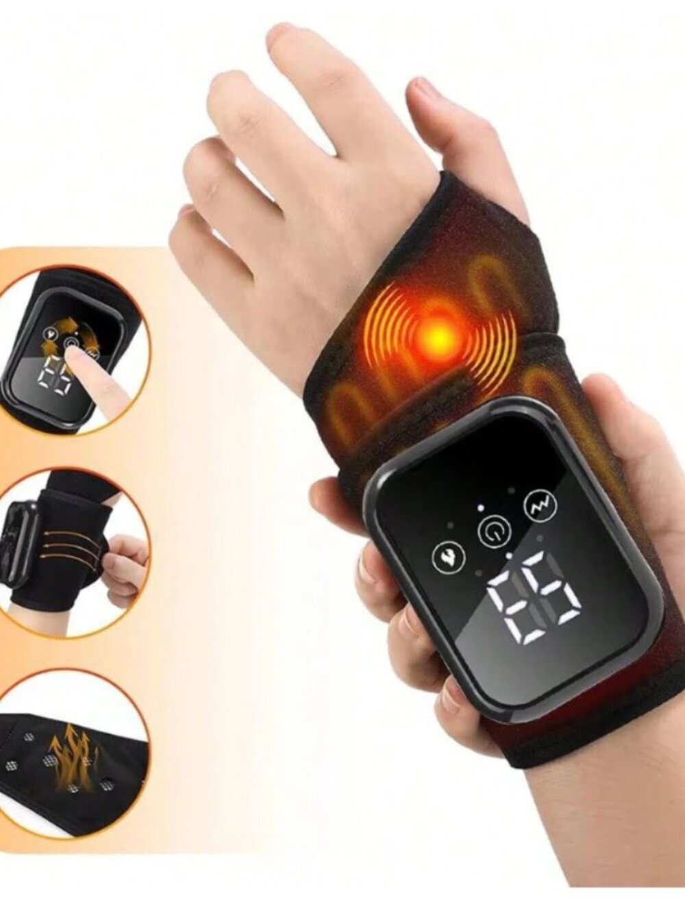 1pc Rechargeable Wrist Heating Pad With Massage